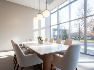 modern conference room interior with large table