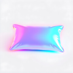 Pillow holographic 3D icon. neon symbol vector illustration isolated on white background. Generative AI