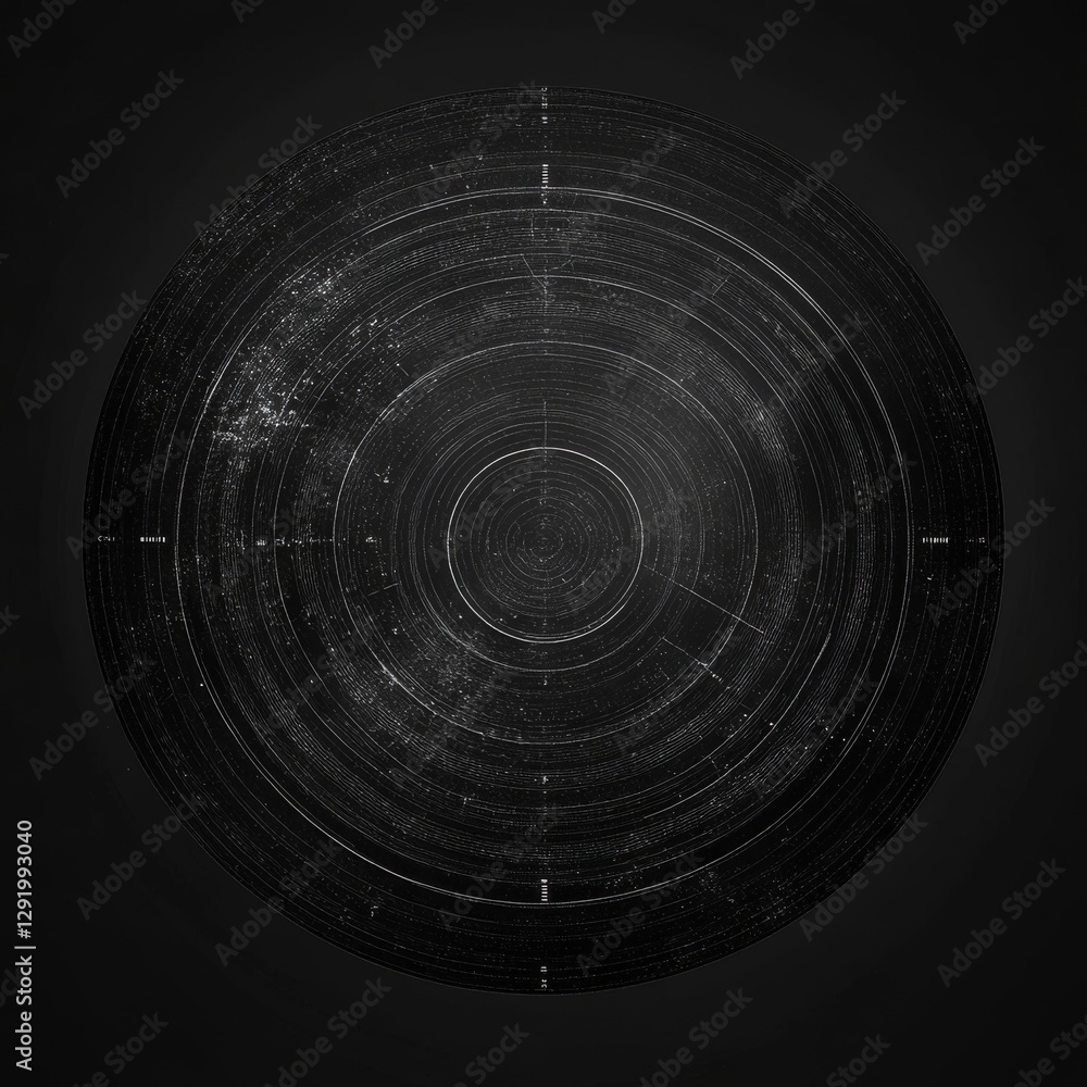 Poster abstract circular lines on dark background: a geometric composition with textured gradients.