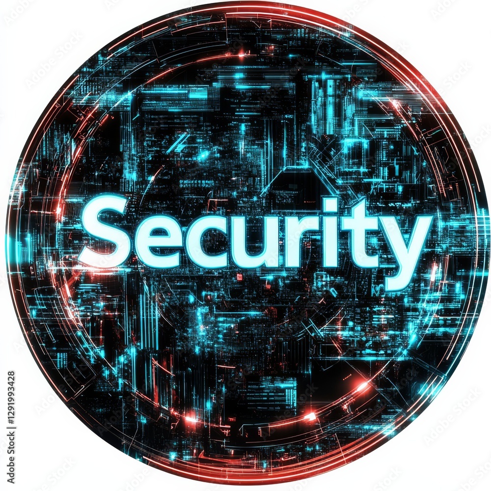 Leinwandbilder cyber security shield: digital protection and network defense with glowing circuitry and technology 