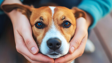 A joyful moment shared between a person and a dog, radiating warmth and connection