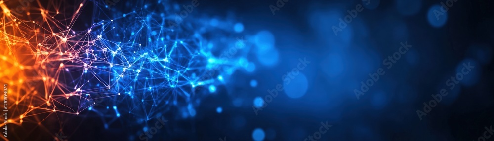 Poster abstract background featuring glowing lines and dots with a modern artistic design in vivid colors