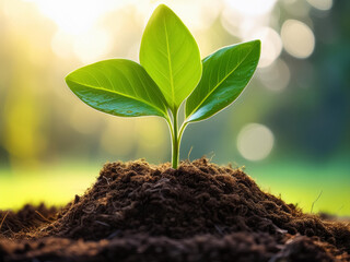 Junge kleine Pflanze spriesst aus dem Boden