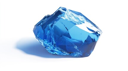 Fototapeta premium Blue gemstone on white background, isolated