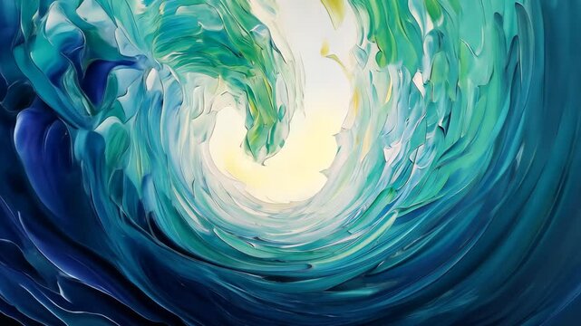 Abstract wave painting harmonizing calm color tones with dynamic movement and soothing aesthetics, Abstract Wave Painting Harmonizing Calm Color Tones