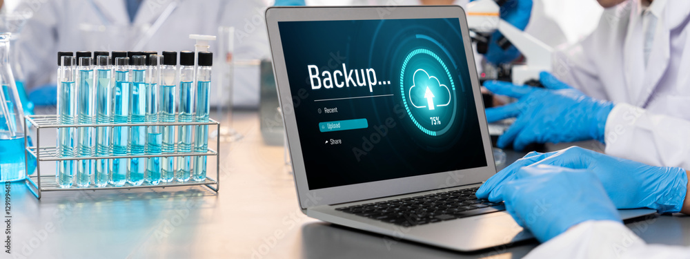 Poster backup storage data internet technology business concept. database storage cloud technology file dat