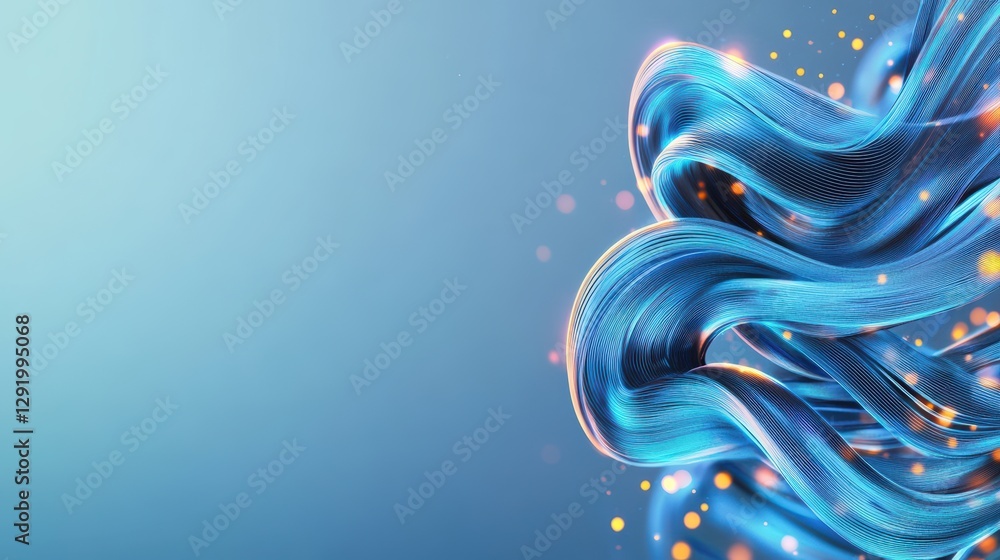 Aufkleber abstract blue background with glowing lines and dots creating a digital technology pattern design