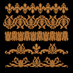 Baroque vintage elements isolated. Vector.