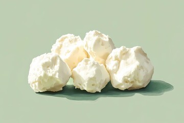 Obraz premium Cottage cheese with fresh herbs, soft dairy curds, protein-rich snack, organic farm cheese, fitness diet food, natural ingredients, wholesome dairy, healthy meal, style book illustration