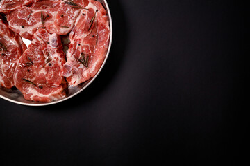 Freshly prepared meat ready for cooking