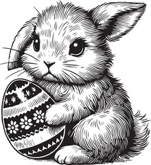 Easter bunny and egg hand drawn vector illustration