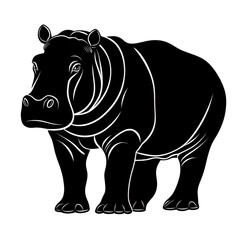 Fototapeta premium Cute hippo silhouette icon for wildlife conservation graphic design nature art studio environment minimalist concept