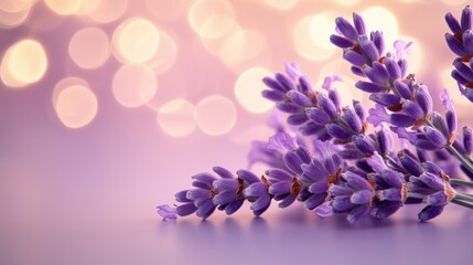Lavender bouquet with soft bokeh background, capturing the essence of relaxation, beauty, and nature's elegance in a serene setting