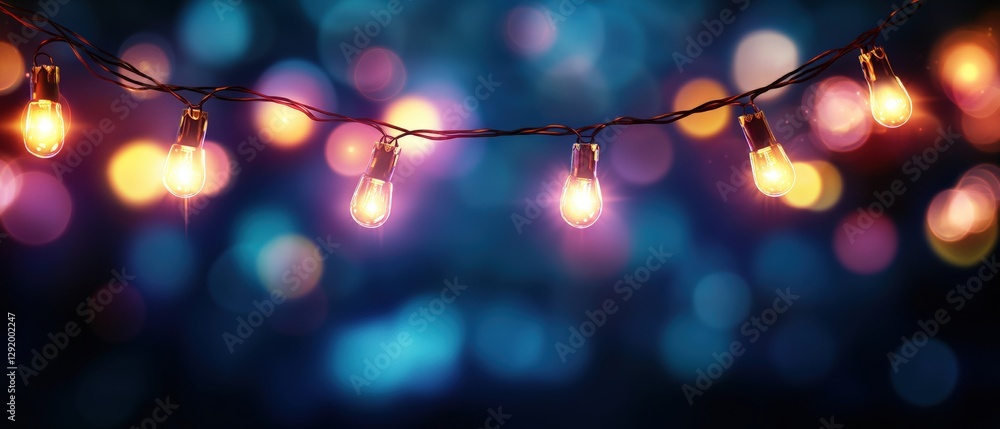 Aufkleber string of decorative lights glowing softly against a blurred background creating a warm ambiance at 