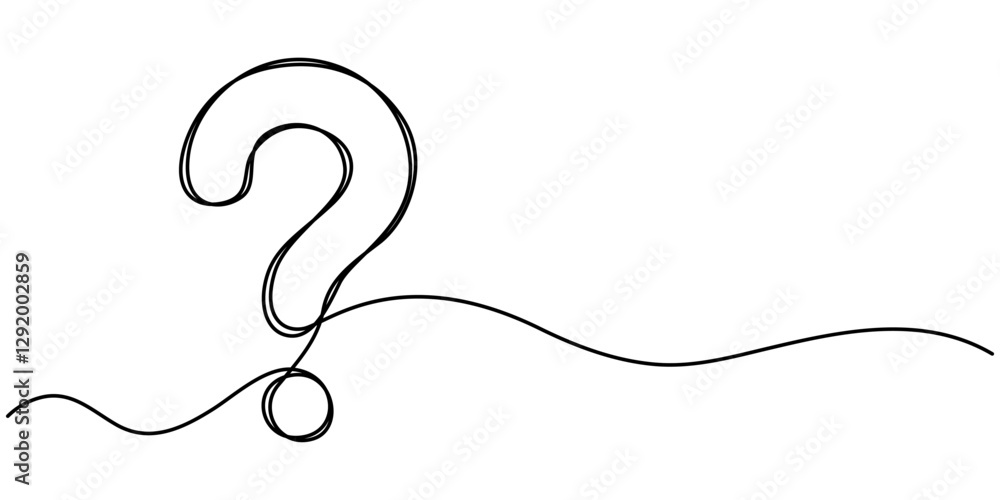Poster question mark linear background. one continuous line drawing of question mark. vector illustration. 