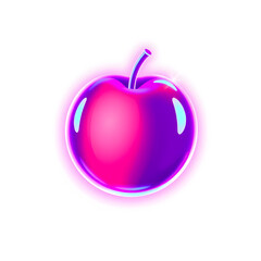Plum holographic 3D icon. neon symbol vector illustration isolated on white background. Generative AI