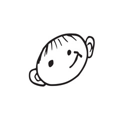 baby boy's head with emotion smile vector composition graphics doodle hand drawn illustration base for textile design tableware and printing