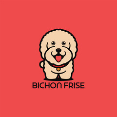 bichon frise dog pet logo design vector