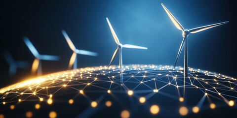 Renewable energy sources, wind turbines, global connectivity, sustainability, technology innovations, environmental impact grow in importance in the modern world