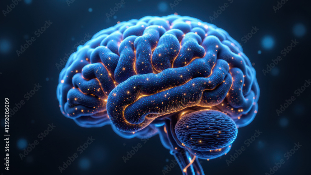 Poster a detailed artistic representation of an artificial brain or an ai's cognitive structure.