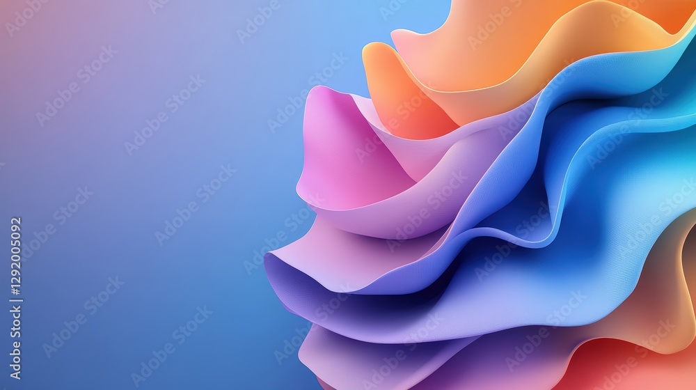 Poster colorful abstract background featuring paper waves and dynamic shapes in vibrant hues and textures