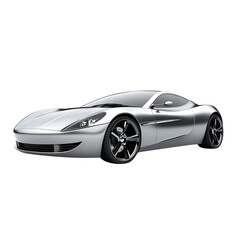 Sleek Silver Coupe Isolated on Transparent Background