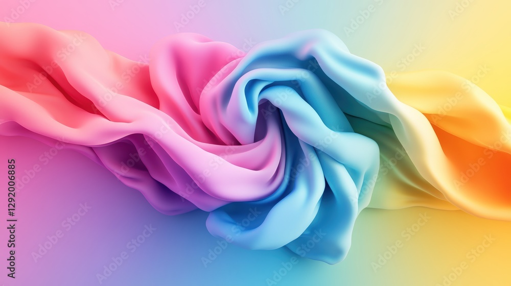 Poster abstract background featuring colorful silk fabric with soft folds and textures for artistic design 