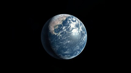 Naklejka premium Earth From Space: A Blue Marble View - Stunning high-resolution of planet Earth, partially illuminated, showcasing continents, oceans, and atmospheric details. Ideal for environmental, science