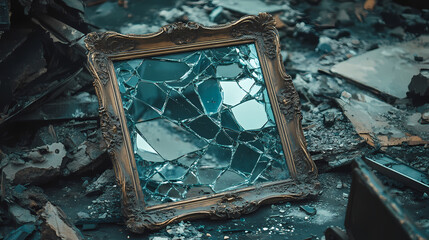 shattered mirror ornate frame
