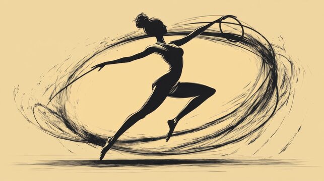 Illustration of a gymnast in a handstand on the parallel bars, vibrant vector design