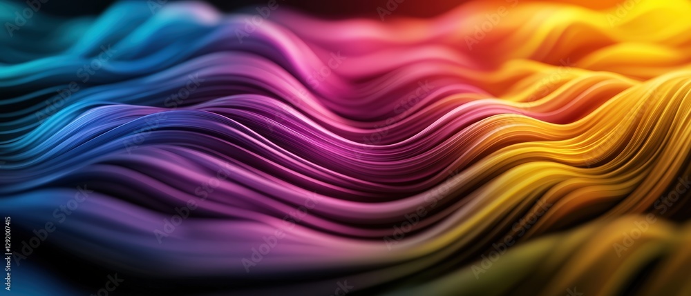 Aufkleber abstract 3d wave background with flowing curves and dynamic patterns in vibrant colors
