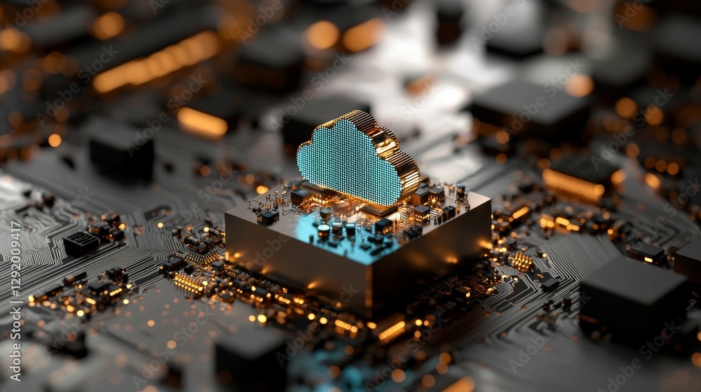 Aufkleber a conceptual image is presented through a 3d rendering that focuses on cloud computing and network s