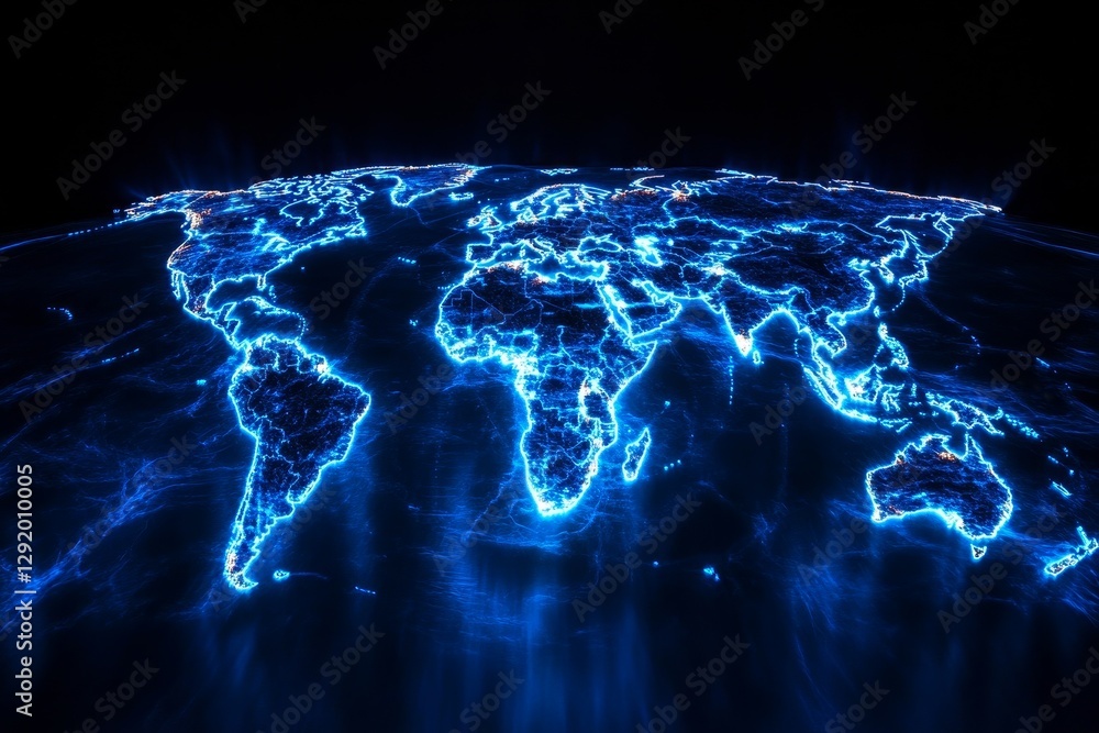 Aufkleber global network illumination - a visualization of a global financial network, symbolizing connection,