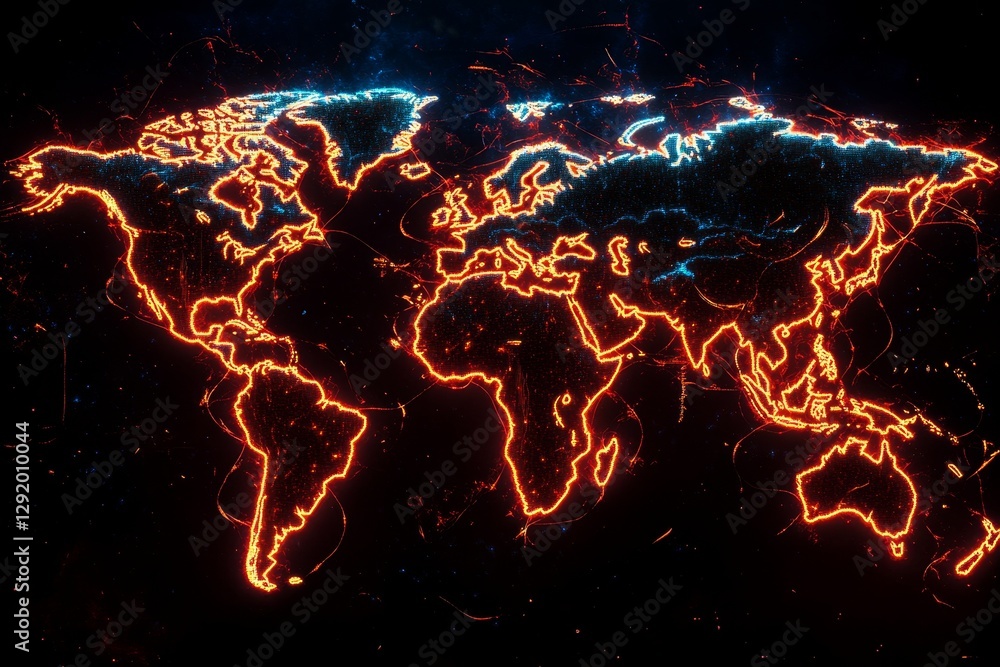 Poster global network illumination - a visualization of the global financial network, symbolizing connectio