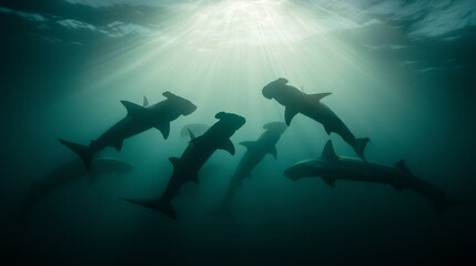 A massive aggregation of scalloped hammerhead sharks exists in the Galapagos, a world heritage site located in the Ecuadorian Pacific