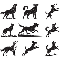 Dog silhouette vector ,icon set