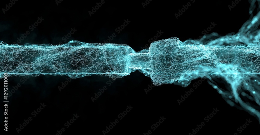Poster The background is a 3D rendering of abstract digital network data