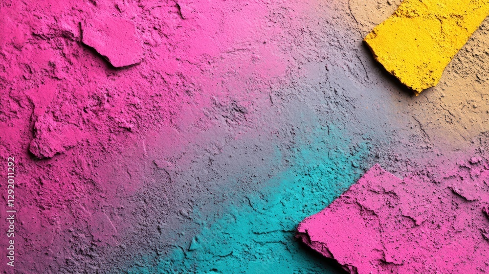 Aufkleber colorful paint splashes and abstract patterns on a textured wall in an artistic setting