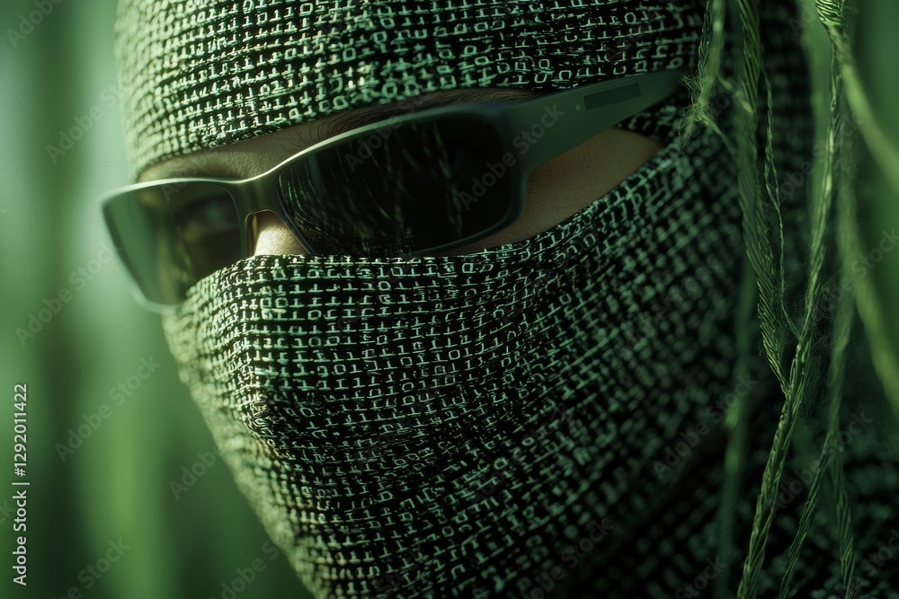 Poster a green matrix background serves as the setting for a digital eye symbolizing the concept of stock