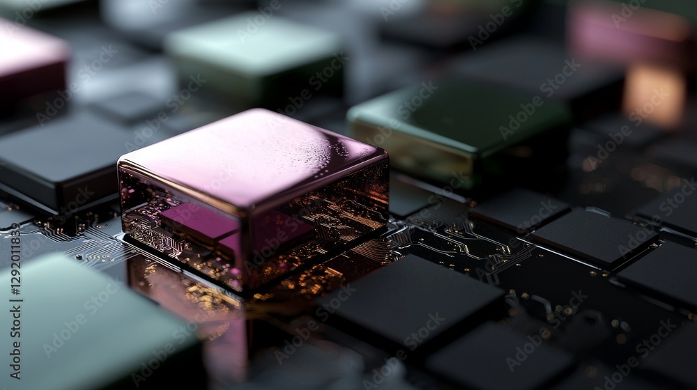 Aufkleber a large wafer features a cpu circuit, symbolizing the technology background, with a 3d rendering tha