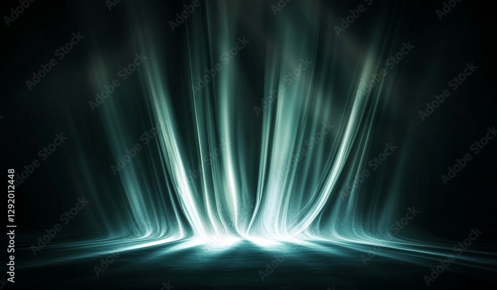 Poster a dark color gradient background is combined with green blue lights on a grainy black backdrop and a