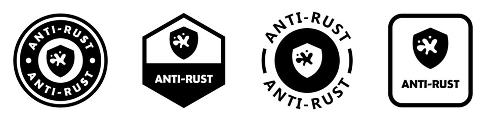 Anti-Rust vector signs for packaging label. Vector icons for metal items.