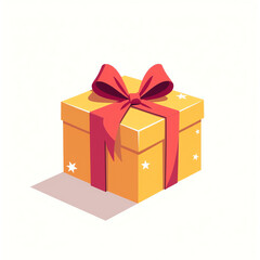 Obraz premium Gift box with a red ribbon and stars, festive design, cheerful colors, and decorative flair