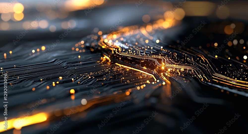Poster an abstract computer motherboard's technology background is suitable for use in the description of s