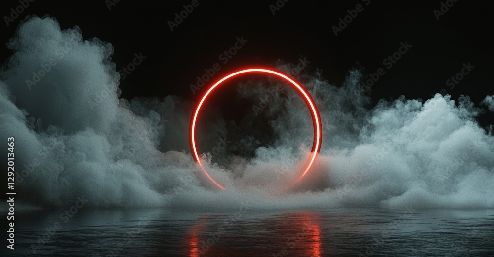 Poster the background is a futuristic abstract design, accompanied by an empty room with concrete and illum