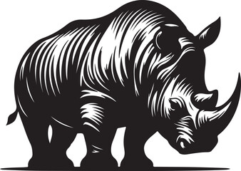 Obraz premium Powerful Rhino Black and White Illustration Wild Animal Art