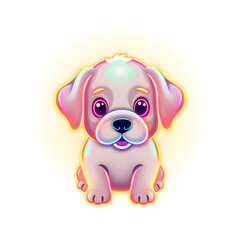 Fototapeta premium Puppy holographic 3D icon. neon symbol vector illustration isolated on white background. Generative AI