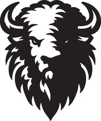 Fototapeta premium Buffalo head logo black and white design