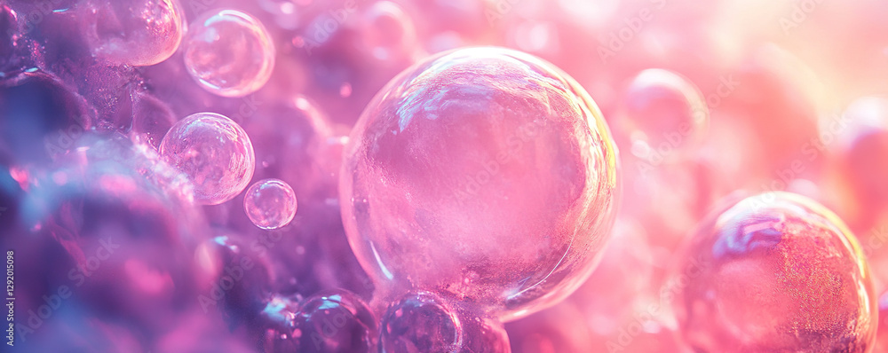 Poster translucent bubbles floating abstract art digital design colorful background close-up view visual co