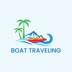 Fototapeta premium boat tourism traveling logo design vector